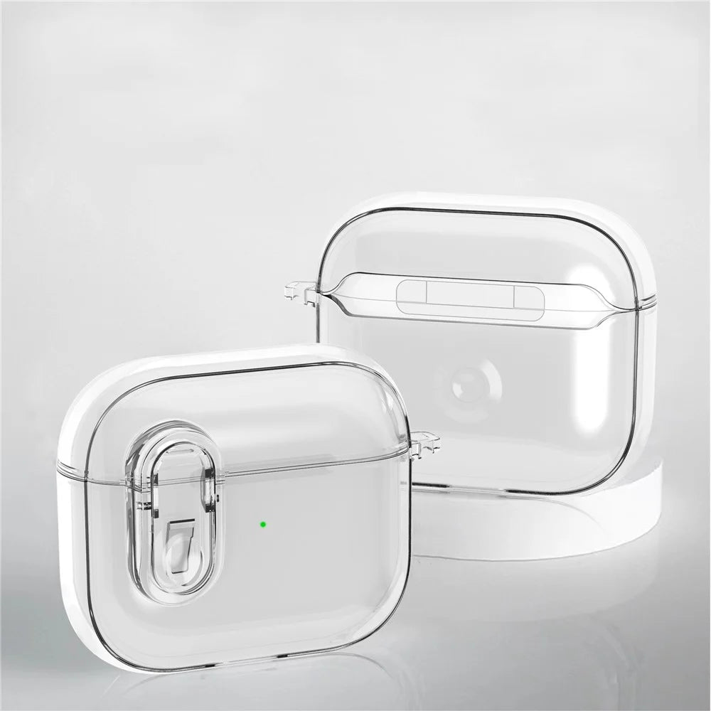 For Apple AirPods 3 Earphone Case PC + TPU Anti-drop Clear Earbud Cover with Hanging Buckle - Transparent - 2