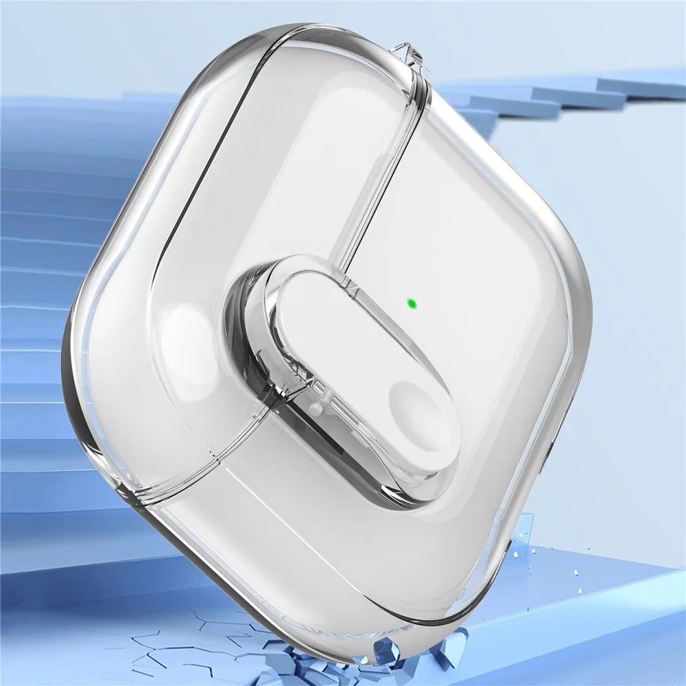 For Apple AirPods 3 Earphone Case PC + TPU Anti-drop Clear Earbud Cover with Hanging Buckle - Transparent - 4