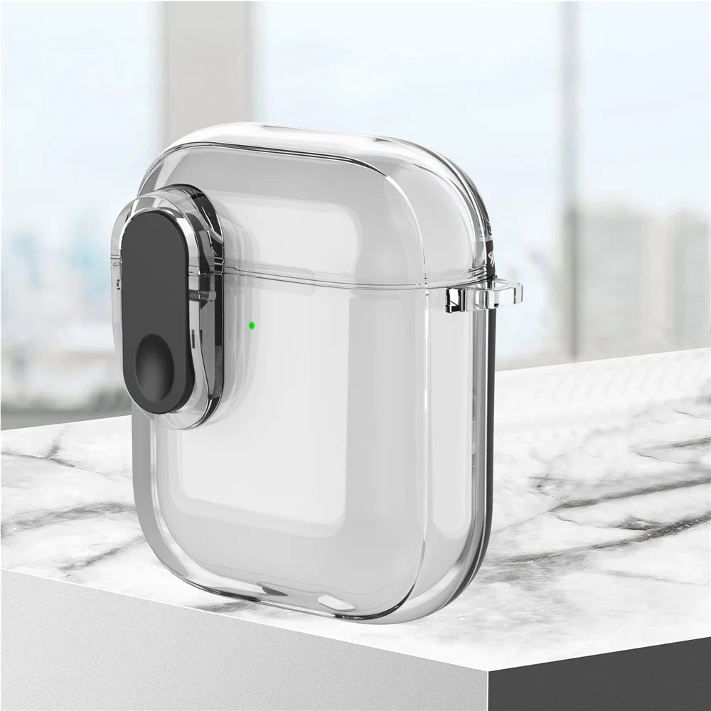 For Apple AirPods with Charging Case (2016) / (2019) / AirPods with Wireless Charging Case (2019) Case Clear Earphone Cover - Transparent+Black Lock - 2