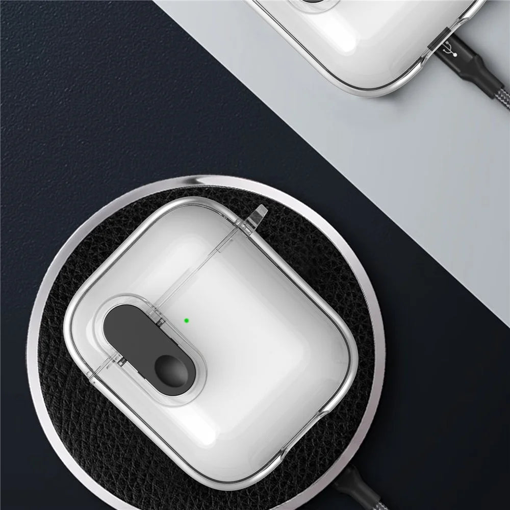 For Apple AirPods with Charging Case (2016) / (2019) / AirPods with Wireless Charging Case (2019) Case Clear Earphone Cover - Transparent+Black Lock - 6