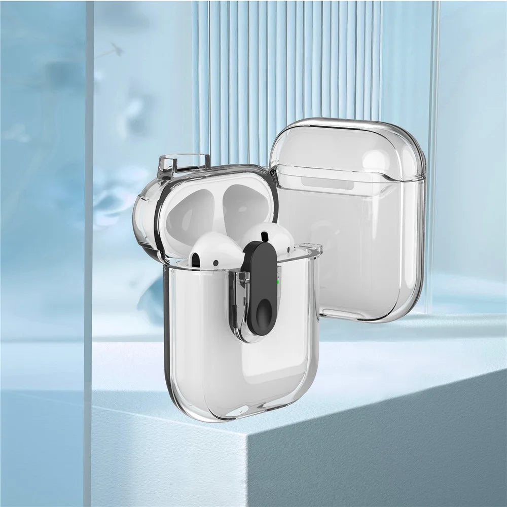 For Apple AirPods with Charging Case (2016) / (2019) / AirPods with Wireless Charging Case (2019) Case Clear Earphone Cover - Transparent+Black Lock - 7