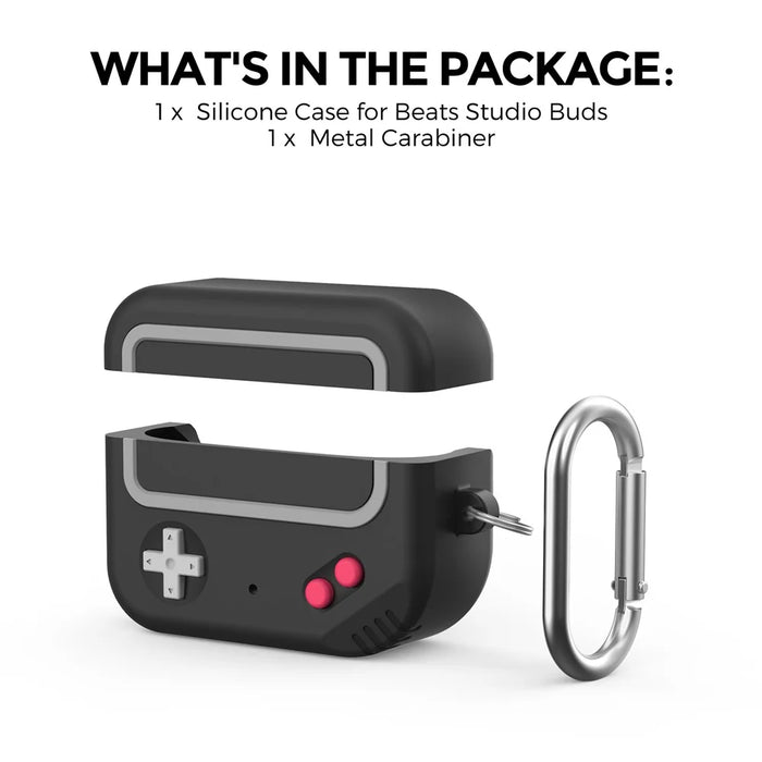 AHASTYLE PT-JY13 For Beats Studio Buds 2021 / Buds+ 2023 Charging Case Cover Game Controller Style 2-Piece Protective Silicone Case - Black - 7