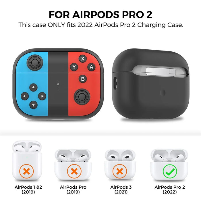 AHASTYLE PT-JY08 For Apple AirPods Pro 2 Split Silicone Protective Cover Game Console Design Earphone Case - Red+Blue - 2