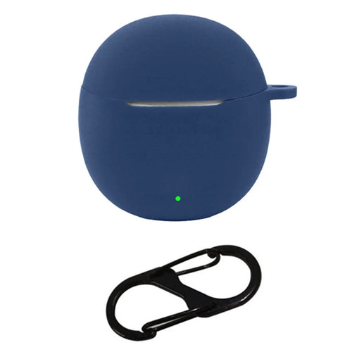 For vivo TWS Air2 Earphone Cover Bluetooth-compatible Headset Sleeve Charging Bin Silicone Case with Buckle - Dark Blue - 1