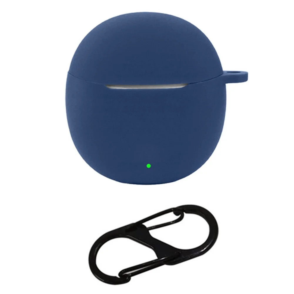 For vivo TWS Air2 Earphone Cover Bluetooth-compatible Headset Sleeve Charging Bin Silicone Case with Buckle - Dark Blue - 1