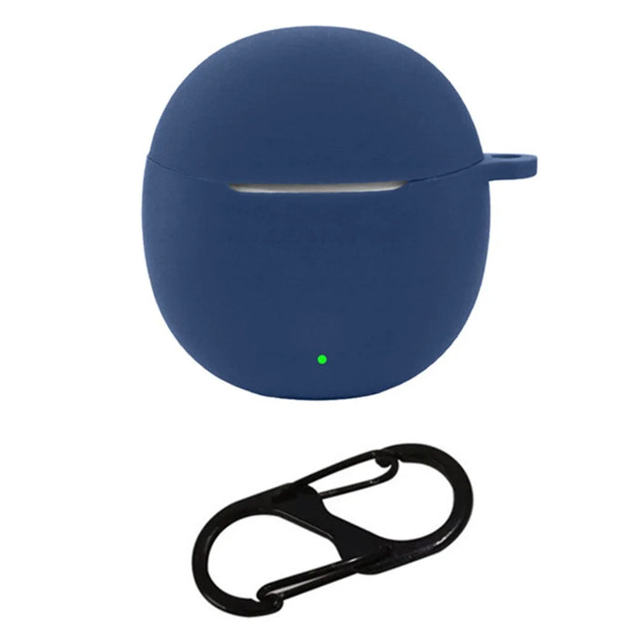 For vivo TWS Air2 Earphone Cover Bluetooth-compatible Headset Sleeve Charging Bin Silicone Case with Buckle - Dark Blue - 1