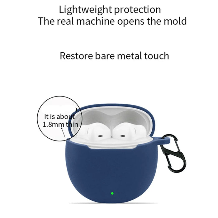 For vivo TWS Air2 Earphone Cover Bluetooth-compatible Headset Sleeve Charging Bin Silicone Case with Buckle - Dark Blue - 2