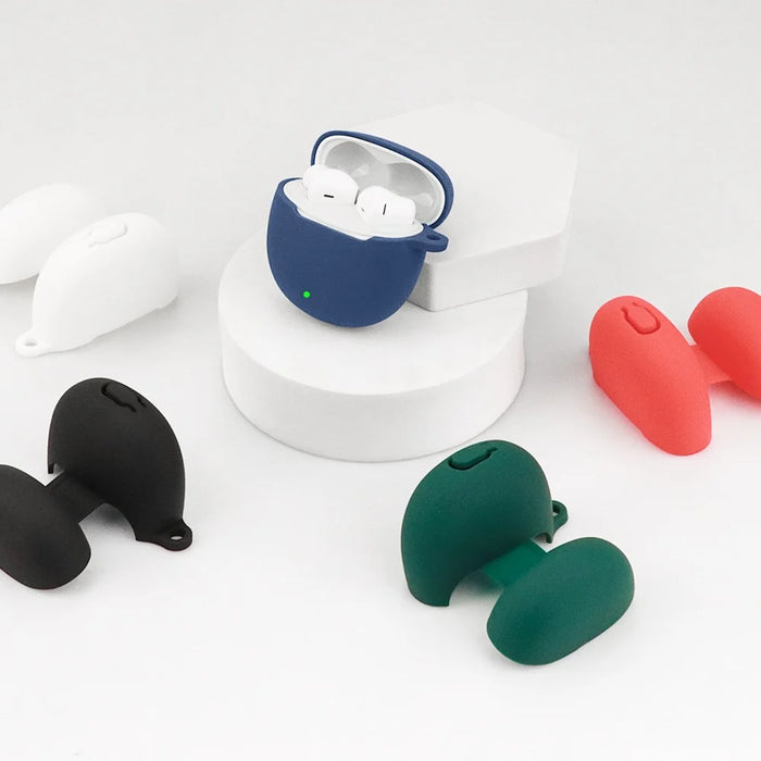 For vivo TWS Air2 Earphone Cover Bluetooth-compatible Headset Sleeve Charging Bin Silicone Case with Buckle - Dark Blue - 4
