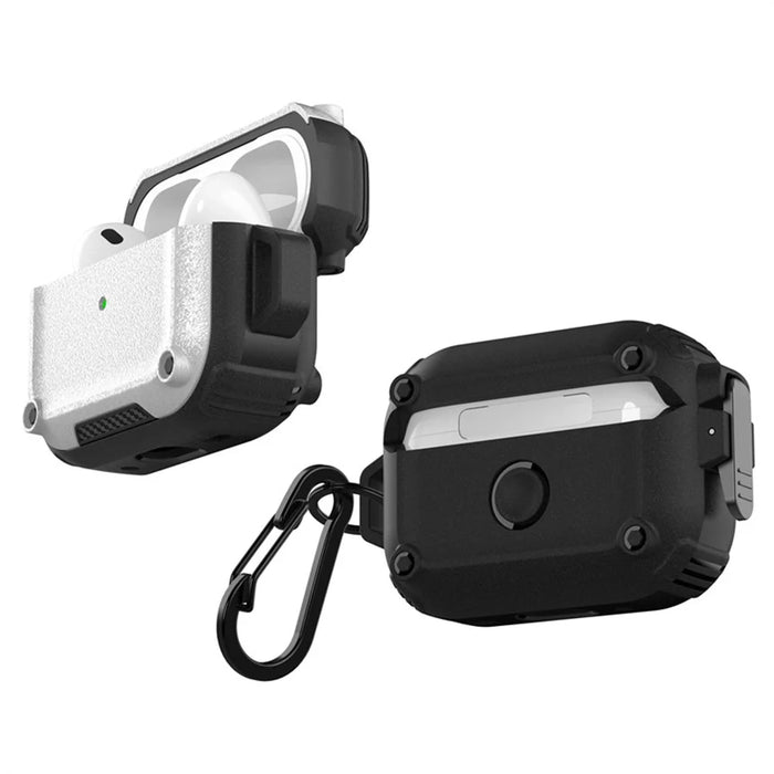 Earphone Case for AirPods Pro 2 PC+TPU Bluetooth-compatible Earbud Cover with Hanging Buckle - White - 2
