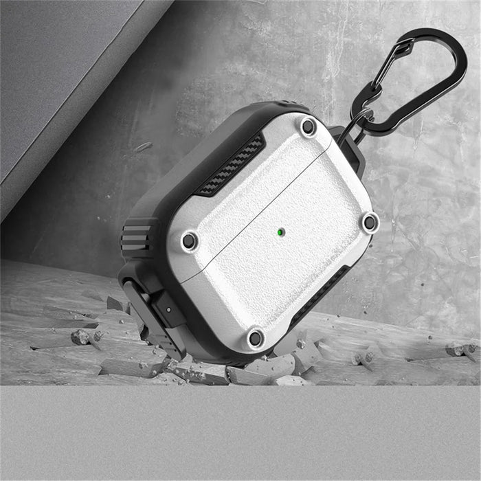 Earphone Case for AirPods Pro 2 PC+TPU Bluetooth-compatible Earbud Cover with Hanging Buckle - White - 5