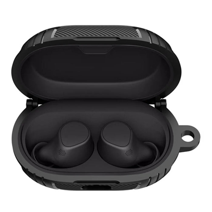 For Jabra Elite 7 Pro / Elite 7 Active Anti-Scratch Earphone Protector TPU Cover with Carrying Buckle - Black - 3