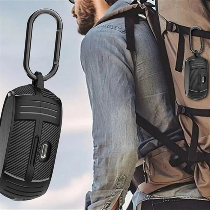 For Jabra Elite 7 Pro / Elite 7 Active Anti-Scratch Earphone Protector TPU Cover with Carrying Buckle - Black - 7