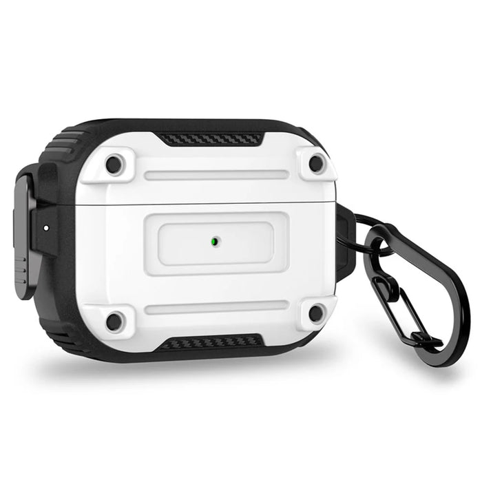 For AirPods Pro 2 Anti-drop PC+TPU Case Bluetooth-compatible Earbud Cover with Hanging Buckle - White - 1