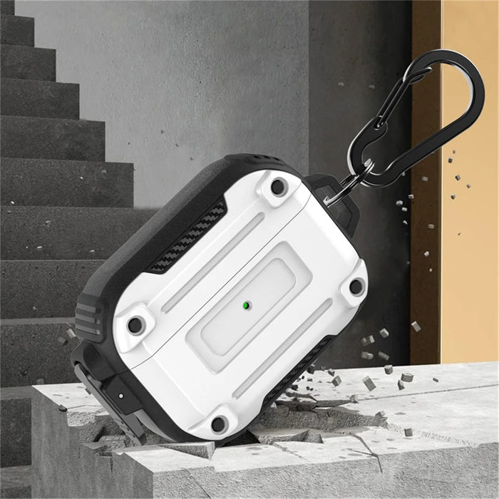 For AirPods Pro 2 Anti-drop PC+TPU Case Bluetooth-compatible Earbud Cover with Hanging Buckle - White - 5