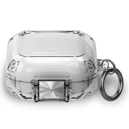 For Beats Fit Pro Clear TPU Case TWS Earphone Protector Cover with Metal Lock and Carrying Buckle - Transparent - 1
