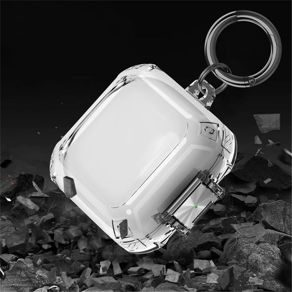 For Beats Fit Pro Clear TPU Case TWS Earphone Protector Cover with Metal Lock and Carrying Buckle - Transparent - 5