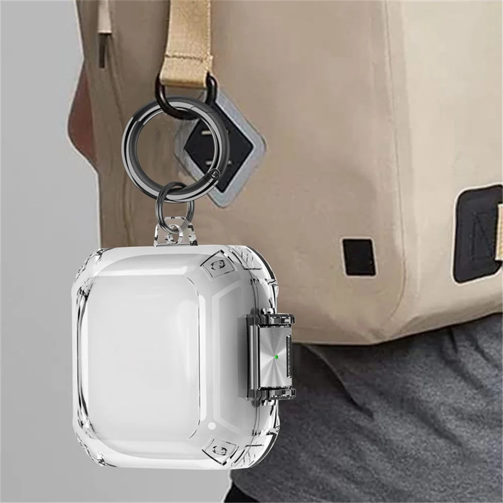 For Beats Fit Pro Clear TPU Case TWS Earphone Protector Cover with Metal Lock and Carrying Buckle - Transparent - 7