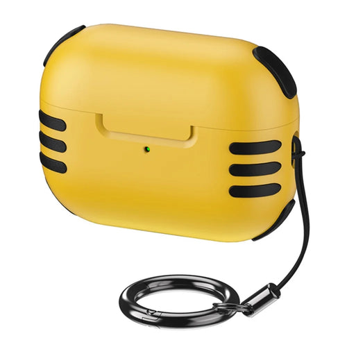 Dustproof Case for AirPods Pro 2 Bluetooth-compatible Earbud Hard PC Cover with Hanging Buckle - Yellow - 1
