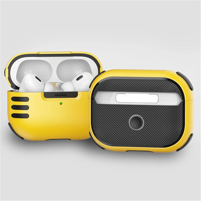 Dustproof Case for AirPods Pro 2 Bluetooth-compatible Earbud Hard PC Cover with Hanging Buckle - Yellow - 2