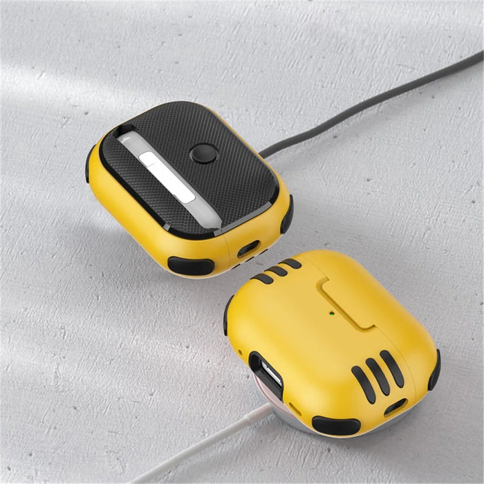 Dustproof Case for AirPods Pro 2 Bluetooth-compatible Earbud Hard PC Cover with Hanging Buckle - Yellow - 5