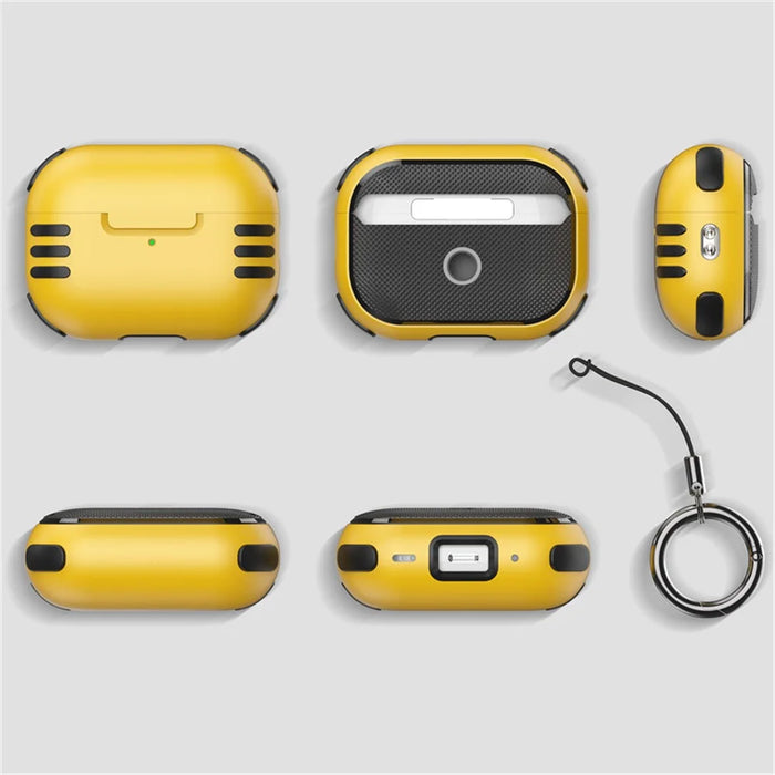Dustproof Case for AirPods Pro 2 Bluetooth-compatible Earbud Hard PC Cover with Hanging Buckle - Yellow - 7