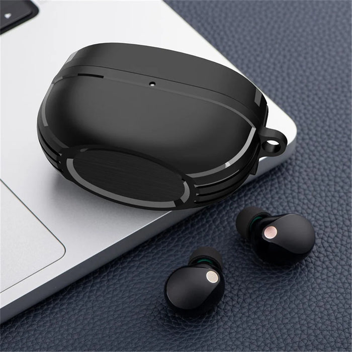 For Sony WF-1000XM5 Bluetooth-compatible Earphone TPU Cover Protective Case with Hanging Buckle - Black - 3