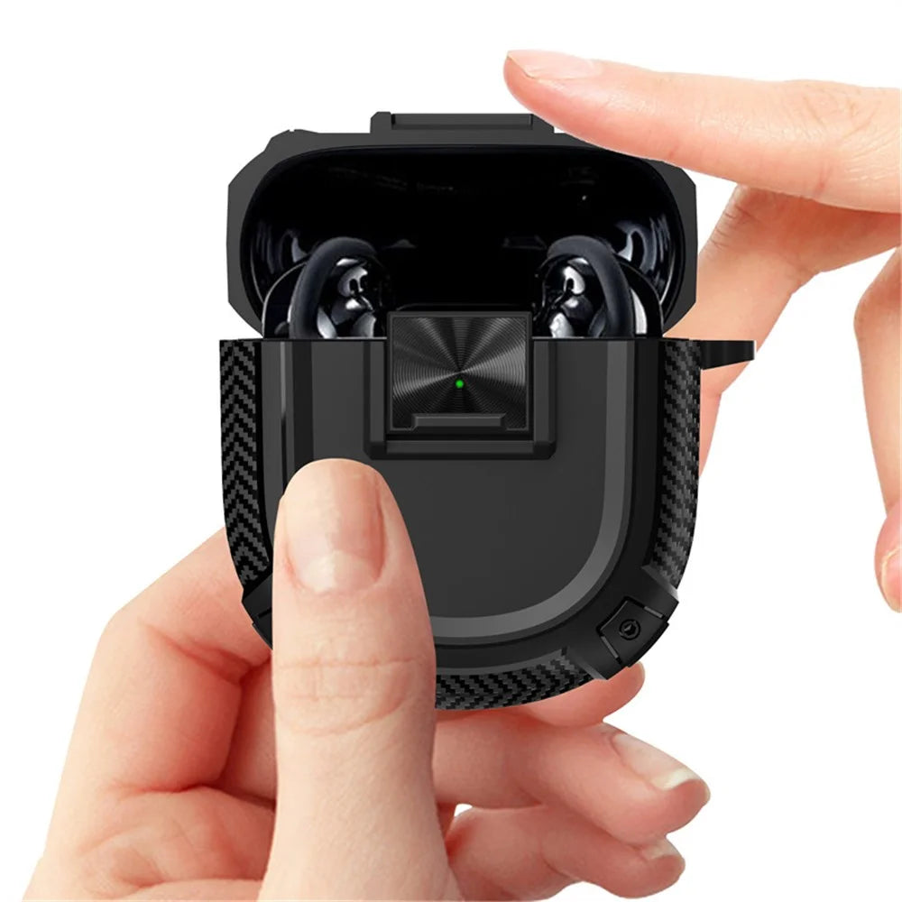 For Bose QuietComfort Ultra / QuietComfort Earbuds II Earphone Protector TPU Cover with Carrying Buckle - Black - 4