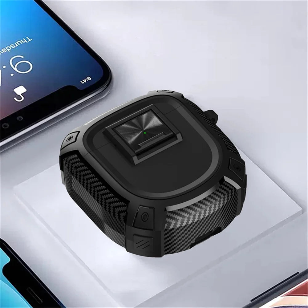 For Bose QuietComfort Ultra / QuietComfort Earbuds II Earphone Protector TPU Cover with Carrying Buckle - Black - 5
