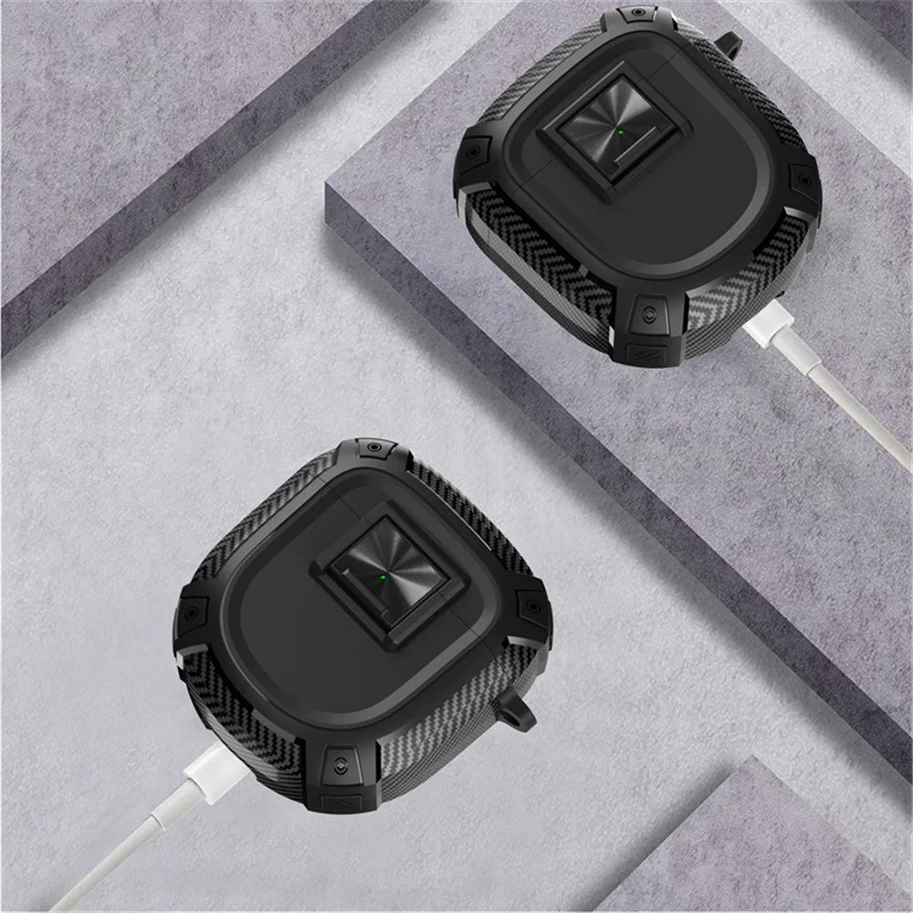 For Bose QuietComfort Ultra / QuietComfort Earbuds II Earphone Protector TPU Cover with Carrying Buckle - Black - 6