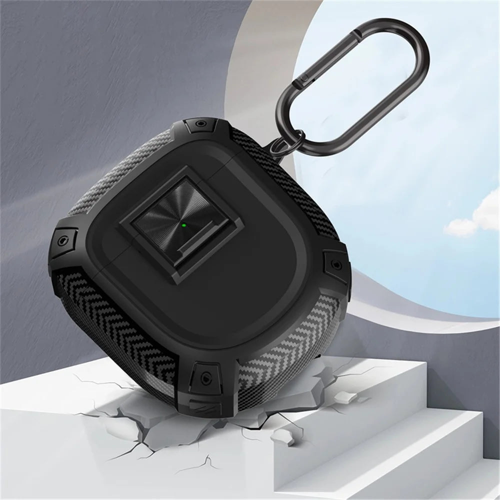 For Bose QuietComfort Ultra / QuietComfort Earbuds II Earphone Protector TPU Cover with Carrying Buckle - Black - 7