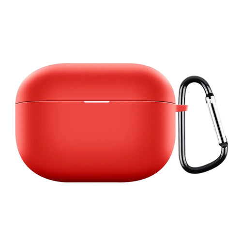 For Realme Buds T300 Silicone Case Dustproof Earphone Cover Bluetooth-compatible Headset Sleeve with Buckle - Red - 1
