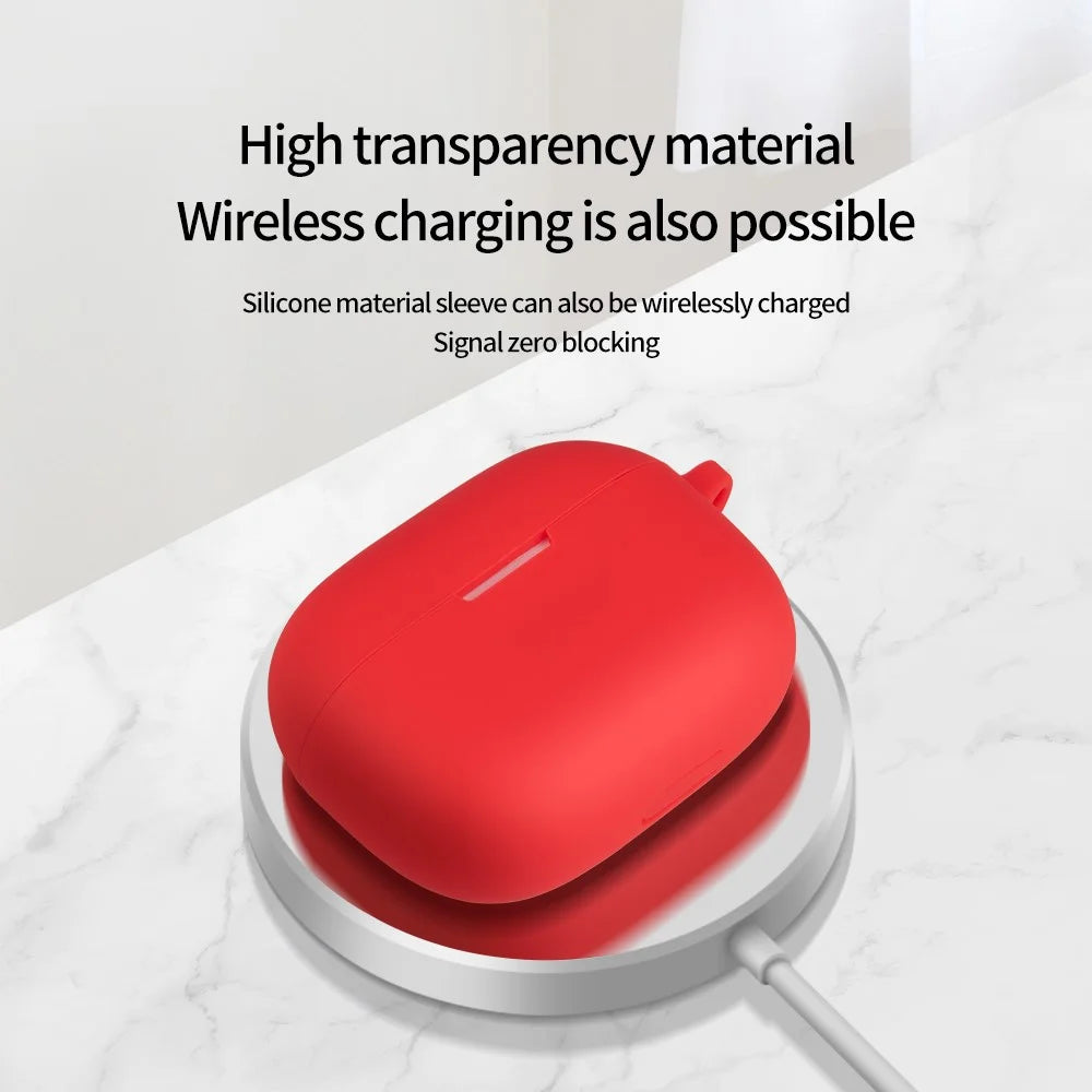 For Realme Buds T300 Silicone Case Dustproof Earphone Cover Bluetooth-compatible Headset Sleeve with Buckle - Red - 3