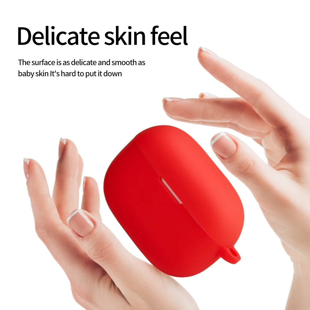 For Realme Buds T300 Silicone Case Dustproof Earphone Cover Bluetooth-compatible Headset Sleeve with Buckle - Red - 4