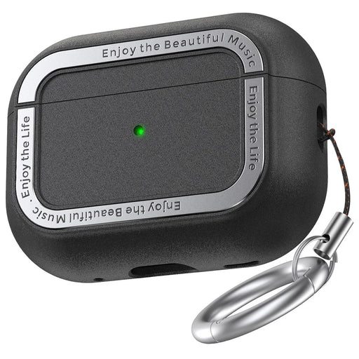 AHASTYLE JY09 For AirPods Pro 2 Protective Case TPU+Aluminum Alloy Split Type Earphone Cover - Black - 1