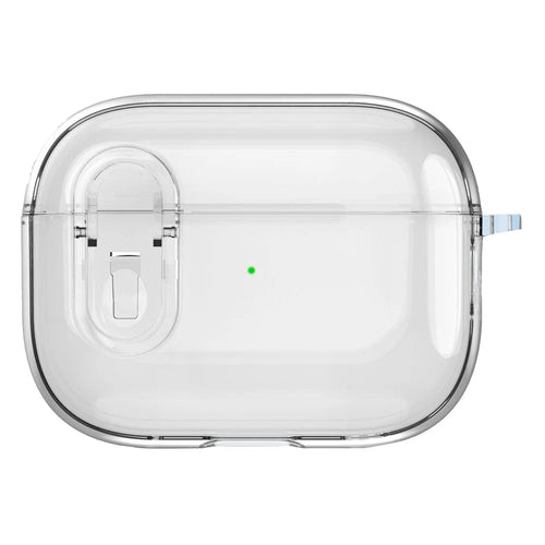 For Apple AirPods Pro 2 Earphone Case Buckle Design Anti-drop TPU Earbud Cover with Carabiner - Transparent - 1