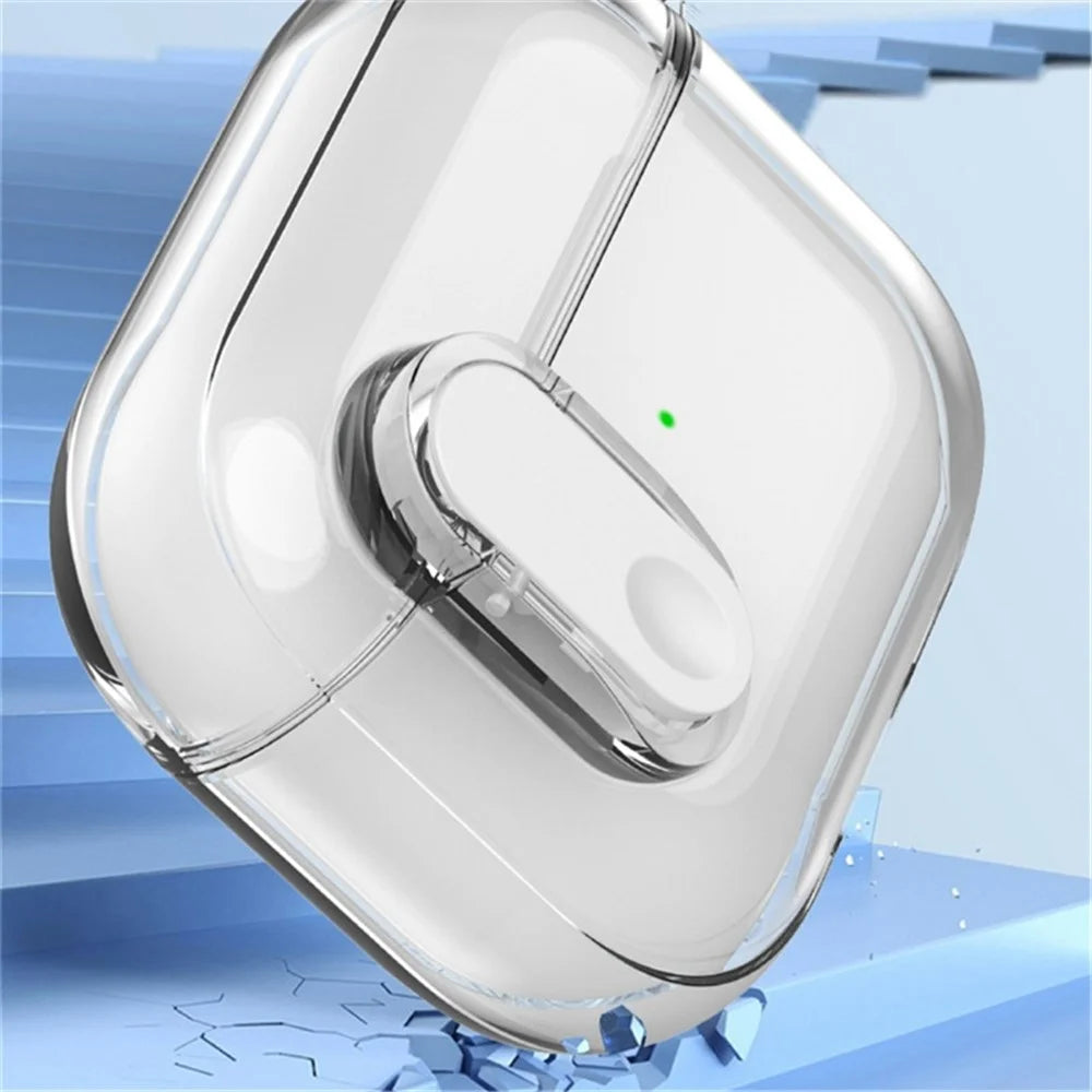 For Apple AirPods Pro 2 Earphone Case Buckle Design Anti-drop TPU Earbud Cover with Carabiner - Transparent - 5