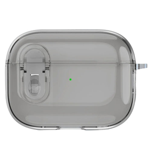For Apple AirPods 3 Bluetooth-compatible Earphone Case Buckle Design Clear TPU Cover with Carabiner - Transparent Black - 1