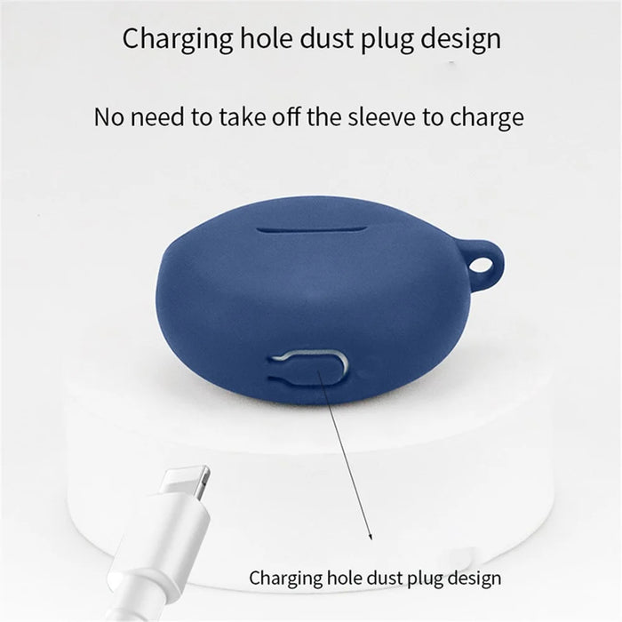 For HONOR MOECEN X5e Flexible Earphone Cover Silicone Case Bluetooth-compatible Headset Sleeve with Buckle - Dark Blue - 4