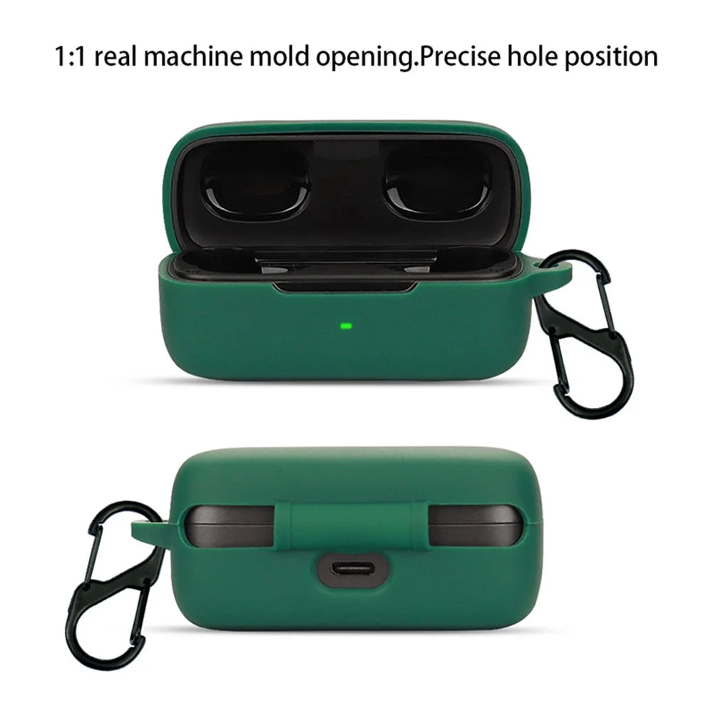 Headset Sleeve for EarFun Free Pro 3 Earphone Cover Silicone Case with Buckle - Blackish Green - 3