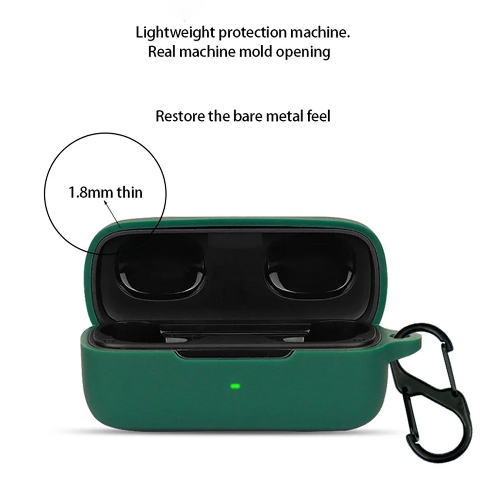 Headset Sleeve for EarFun Free Pro 3 Earphone Cover Silicone Case with Buckle - Blackish Green - 4