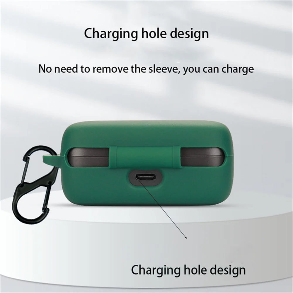 Headset Sleeve for EarFun Free Pro 3 Earphone Cover Silicone Case with Buckle - Blackish Green - 5