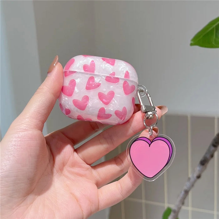 For Apple AirPods 3 Charging Case Cover with Buckle, Heart Decor Bluetooth-compatible Headset Soft TPU Case - 2