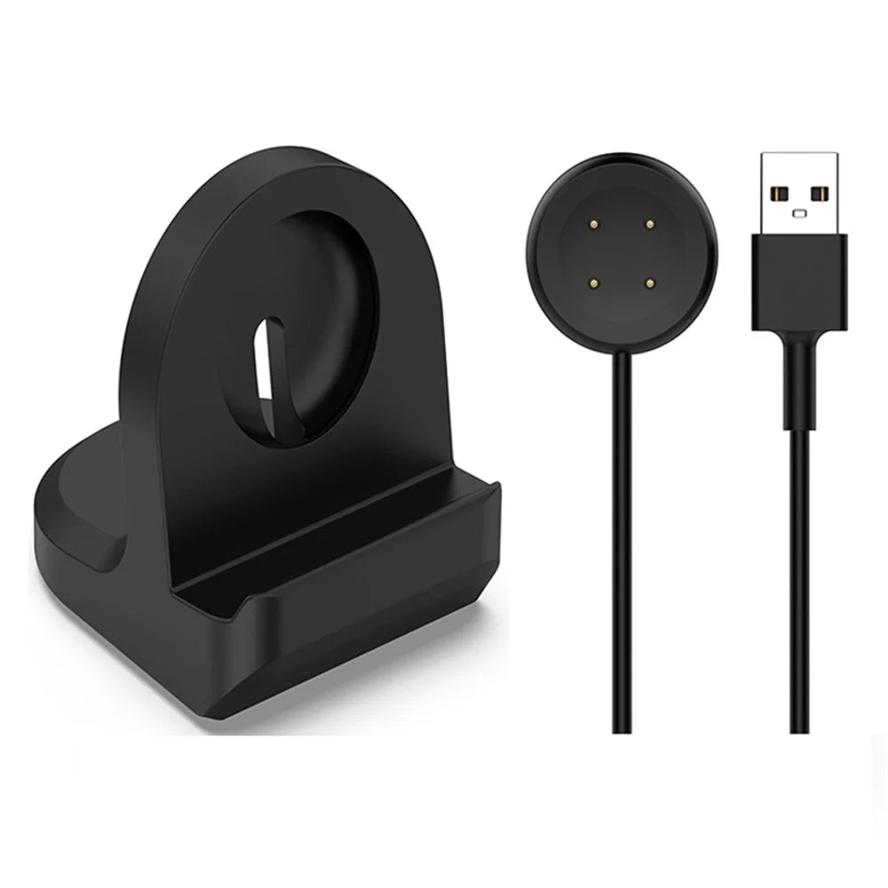 For Google Pixel Watch 2 Silicone Charger Holder with USB Charging Cable Anti-Slip Smart Watch Charger Stand - Black - 1
