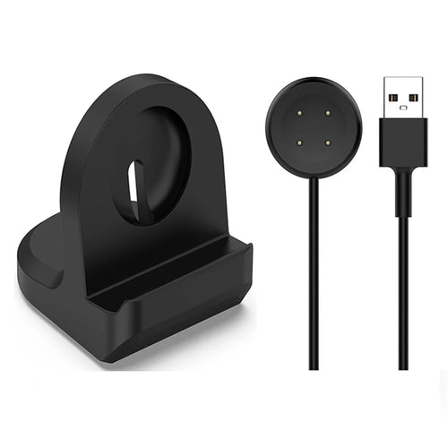 For Google Pixel Watch 2 Silicone Charger Holder with USB Charging Cable Anti-Slip Smart Watch Charger Stand - Black - 1