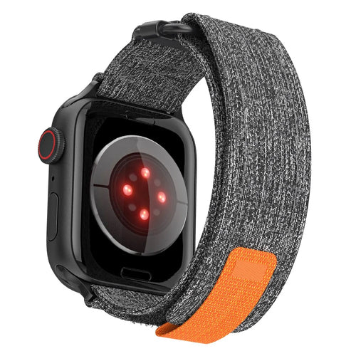 For Apple Watch Ultra 3 2 1 49mm / Series 11 10 46mm / 9 8 7 45mm / SE3 SE2 SE 6 5 4 44mm / 3 2 1 42mm Canvas Watch Strap - Black  /  Grey - 1