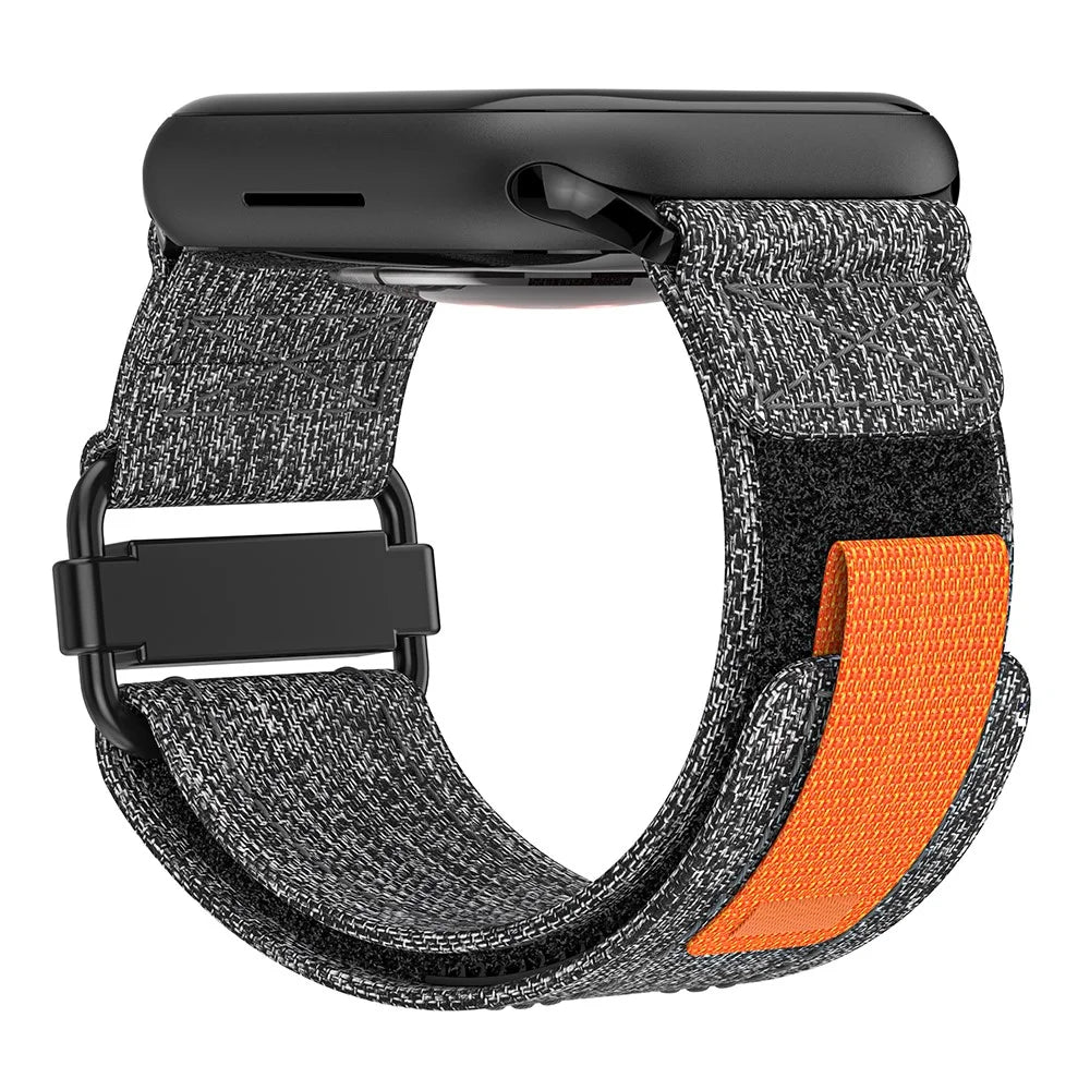 Watch Band for Apple Watch Series 11 10 42mm / 9 8 7 41mm / SE3 SE2 SE 6 5 4 40mm / 3 2 1 38mm Canvas Loop Watch Strap - Black  /  Grey - 3