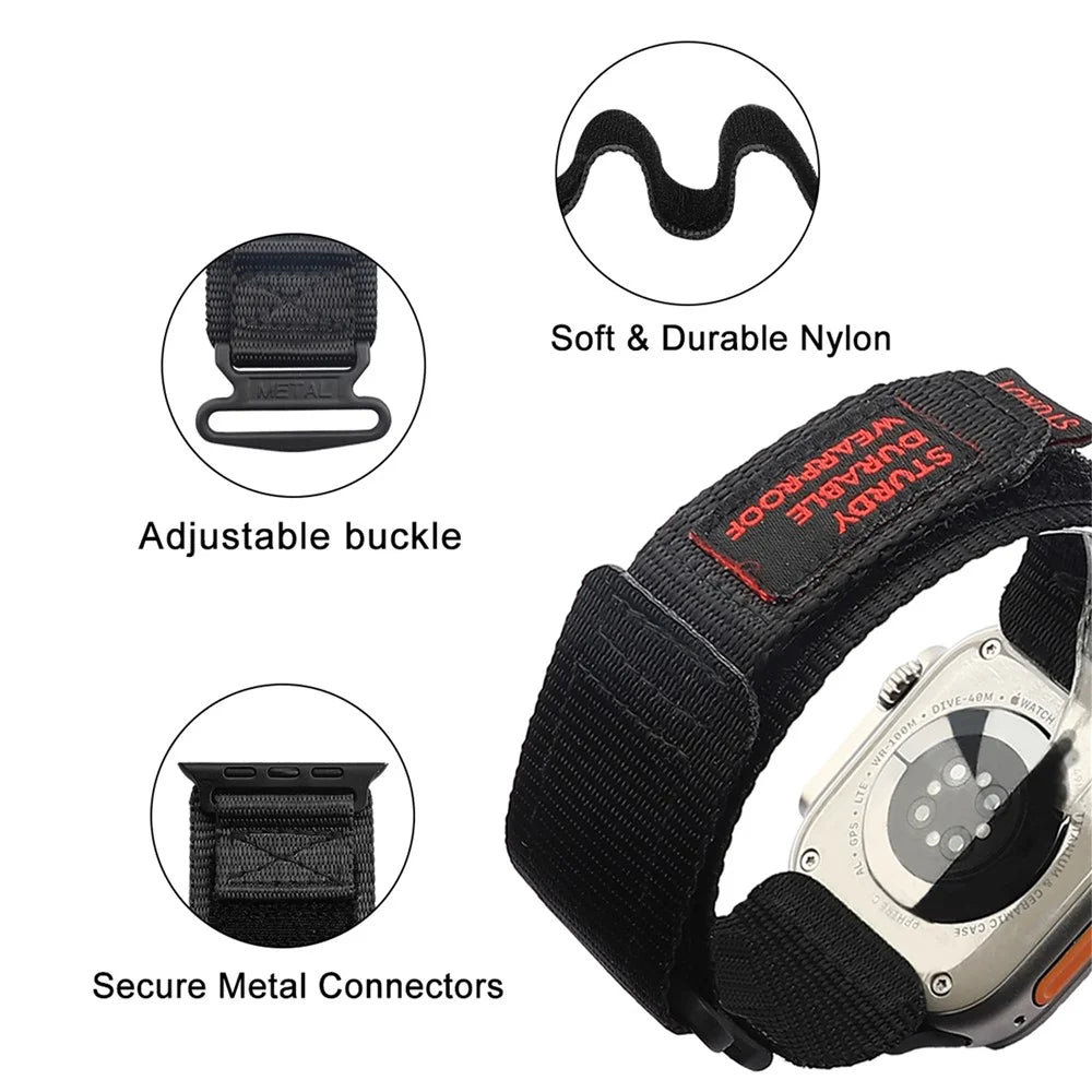 Watch Band for Apple Watch Series 11 10 42mm / 9 8 7 41mm / SE3 SE2 SE 6 5 4 40mm / 3 2 1 38mm Nylon Watch Band Braided Strap - Black - 4