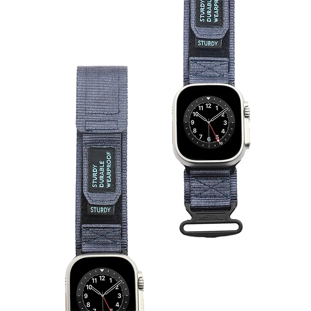 For Apple Watch Ultra 3 2 1 49mm / Series 11 10 46mm / 9 8 7 45mm / SE3 SE2 SE 6 5 4 44mm / 3 2 1 42mm Watch Band Nylon Strap - Navy Blue - 5