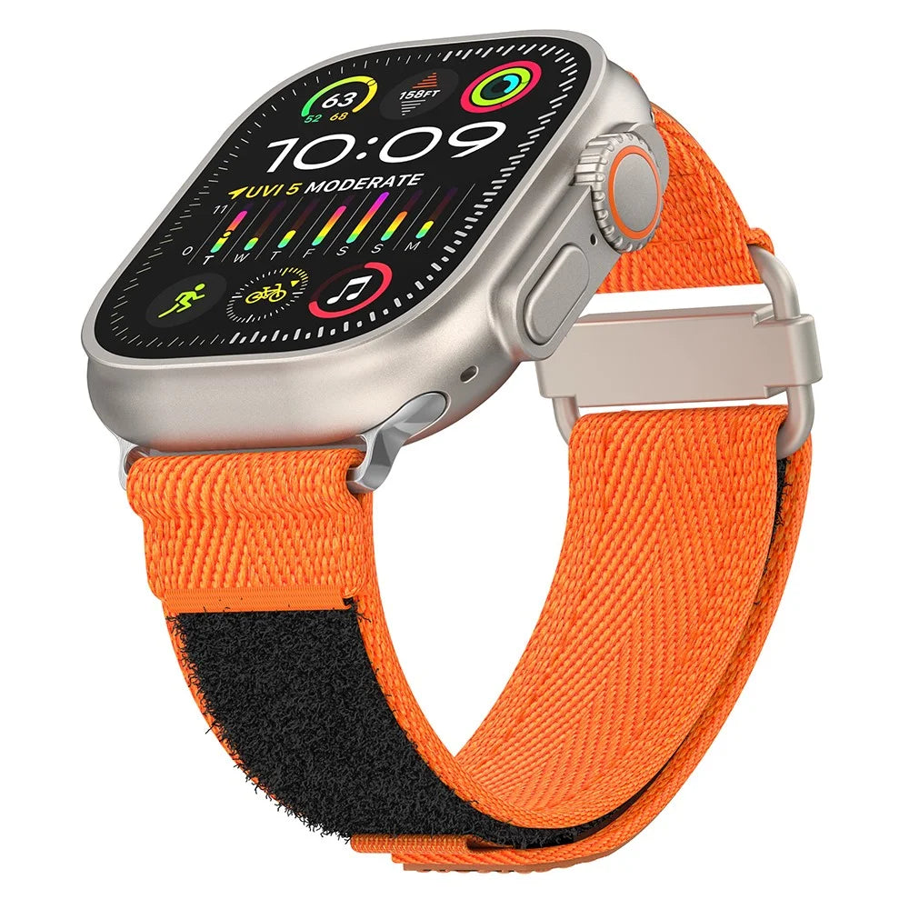 For Apple Watch Ultra 3 2 1 49mm / Series 11 10 46mm / 9 8 7 45mm / SE3 SE2 SE 6 5 4 44mm / 3 2 1 42mm Watch Strap Nylon Watch Band - Orange - 2