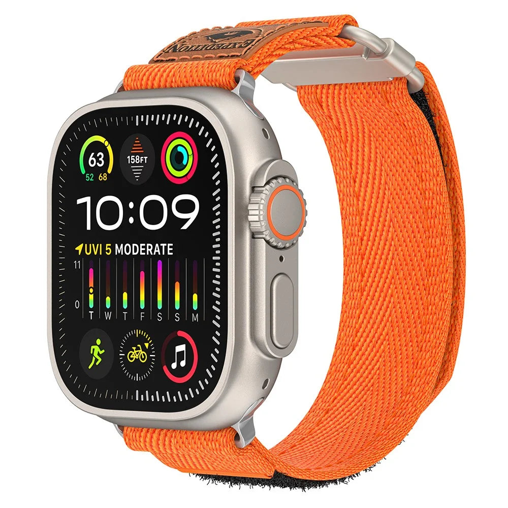 For Apple Watch Ultra 3 2 1 49mm / Series 11 10 46mm / 9 8 7 45mm / SE3 SE2 SE 6 5 4 44mm / 3 2 1 42mm Watch Strap Nylon Watch Band - Orange - 3
